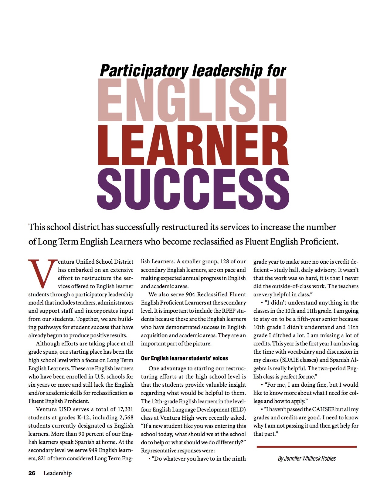 Participatory Leadership for English Learner Success